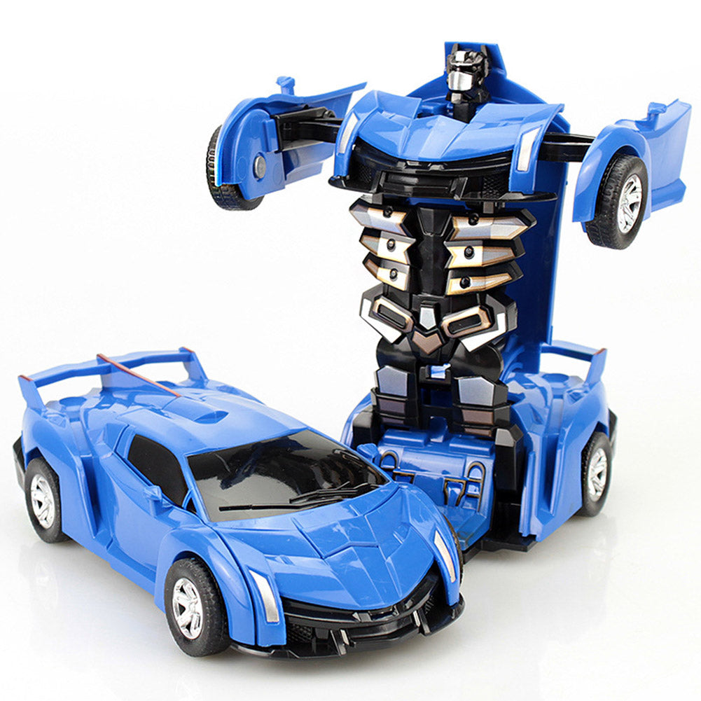 Inertia Crash PK Car Deformation Robot Action Figures Toy for Kids blue