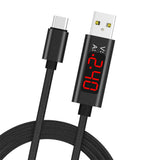 Voltage Current Display USB Cable LCD Screen Fast Charging Wire for Apple Android Type-c