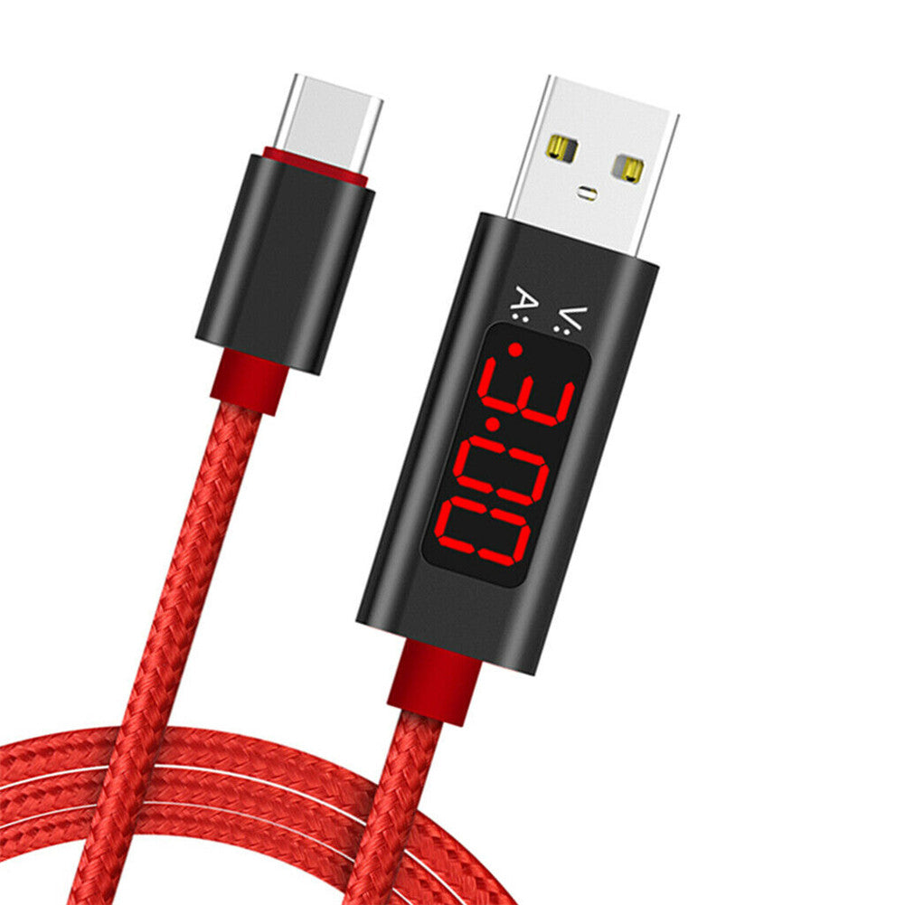 Voltage Current Display USB Cable LCD Screen Fast Charging Wire for Apple Android Type-c