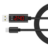 Voltage Current Display USB Cable LCD Screen Fast Charging Wire for Apple Android Type-c