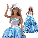 E-TING Blue Princess Wedding Party Clothes Dress Chrismas Gift doll