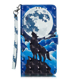 For Samsung J4+/J4 PLUS Cool 3D Coloured Painted PU Magnetic Clasp Wallet Phone Case with Bracket Lanyard Flower wind chimes