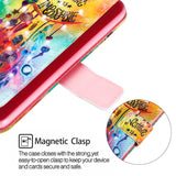 For Samsung J4+/J4 PLUS Cool 3D Coloured Painted PU Magnetic Clasp Wallet Phone Case with Bracket Lanyard Flower wind chimes