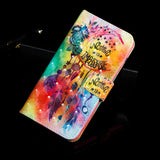 For Samsung J4+/J4 PLUS Cool 3D Coloured Painted PU Magnetic Clasp Wallet Phone Case with Bracket Lanyard Flower wind chimes