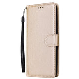 For Samsung A50 Wallet-type PU Leather Protective Phone Case with Buckle & 3 Card Position Gold