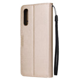 For Samsung A50 Wallet-type PU Leather Protective Phone Case with Buckle & 3 Card Position Gold