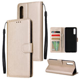 For Samsung A50 Wallet-type PU Leather Protective Phone Case with Buckle & 3 Card Position Gold