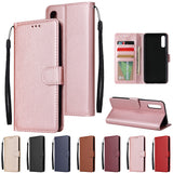 For Samsung A50 Wallet-type PU Leather Protective Phone Case with Buckle & 3 Card Position Gold