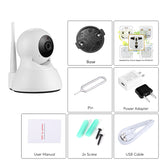 HD Security Camera - Indoor Usage, 1/4-Inch CMOS, Motion Detection, Night Vision, SD Recording, App Support, PTZ, WiFi Wireless