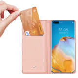 DUX DUCIS For HUAWEI P40 Leather Mobile Phone Cover Magnetic Protective Case Bracket with Cards Slot Pink