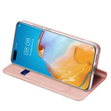 DUX DUCIS For HUAWEI P40 Leather Mobile Phone Cover Magnetic Protective Case Bracket with Cards Slot Pink