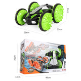 Children Water Land Amphibious Agents Waterproof Double Side Remote Control Stunt Car Toy for Kids green