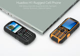 Huadoo H1 Rugged Cell Phone - Dual SIM, IP68 Rating, 2000mAh Battery, Quad Band GSM, Camera, Flashlight,  Bluetooth (Yellow)