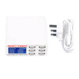 6 Ports USB Charger Travel Charger LCD Digital Display Smart Charging Station Multi-Port USB Charging Plug UK plug