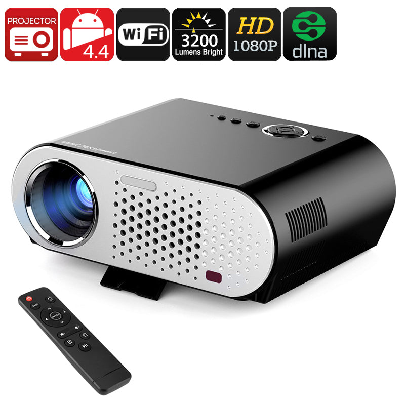 GP90 GP HD Projector - Android, Wi-Fi, DLNA, Airplay, Miracast, HD Resolution, 1080P Support, 3200 Lumen, 40 To 280 Inch Image