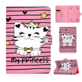 Universal 10Inches Laptop Protective Case with Front Snap Cute Cartoon Color Painted PU Cover  Crown cat