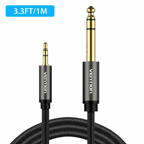 Gold Plated 3.5mm to 6.35mm Audio Cable Connecting Mobile Phone Laptop Converter Line Connectors 1M