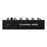 Mini Mixing Audio Sound Mixer 8 Channel Karaoke Microphone Amplifier Console  black