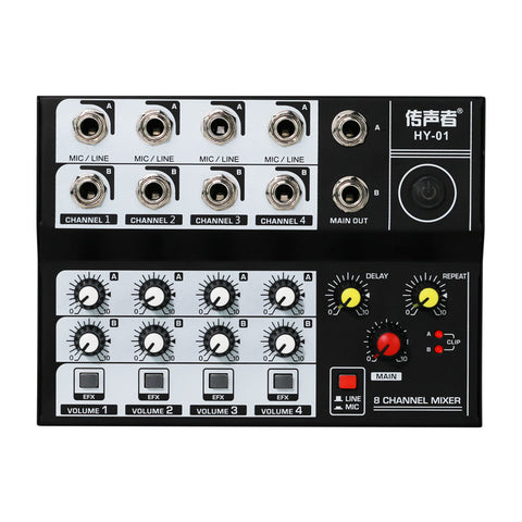 Mini Mixing Audio Sound Mixer 8 Channel Karaoke Microphone Amplifier Console  black