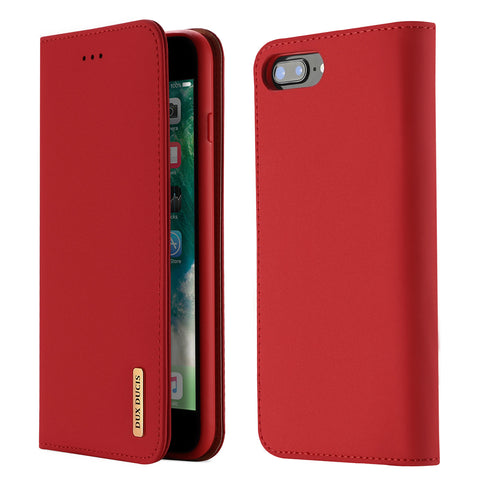 DUX DUCIS For iPhone 7 Plus/8Plus Luxury Genuine Leather Magnetic Flip Cover Full Protective Case with Bracket Card Slot red