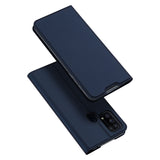 DUX DUCIS For Samsung M31 Leather Mobile Phone Cover Magnetic Protective Case Bracket with Cards Slot blue