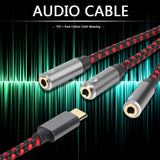 3 in 1 Type-C Audio Cable USB 3.1 Male to 3 3.5mm Female Splitter Cord AUX Microphone Earphone Jack Adapter red