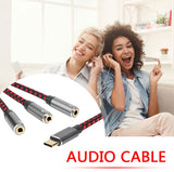 3 in 1 Type-C Audio Cable USB 3.1 Male to 3 3.5mm Female Splitter Cord AUX Microphone Earphone Jack Adapter red