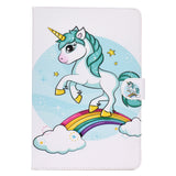 Universal 10Inches Laptop Protective Case with Front Snap Cute Cartoon Color Painted PU Cover  single horned horse