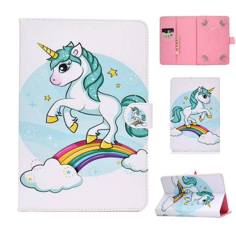 Universal 10Inches Laptop Protective Case with Front Snap Cute Cartoon Color Painted PU Cover  single horned horse