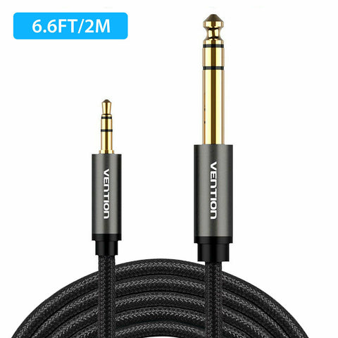 Gold Plated 3.5mm to 6.35mm Audio Cable Connecting Mobile Phone Laptop Converter Line Connectors 2M