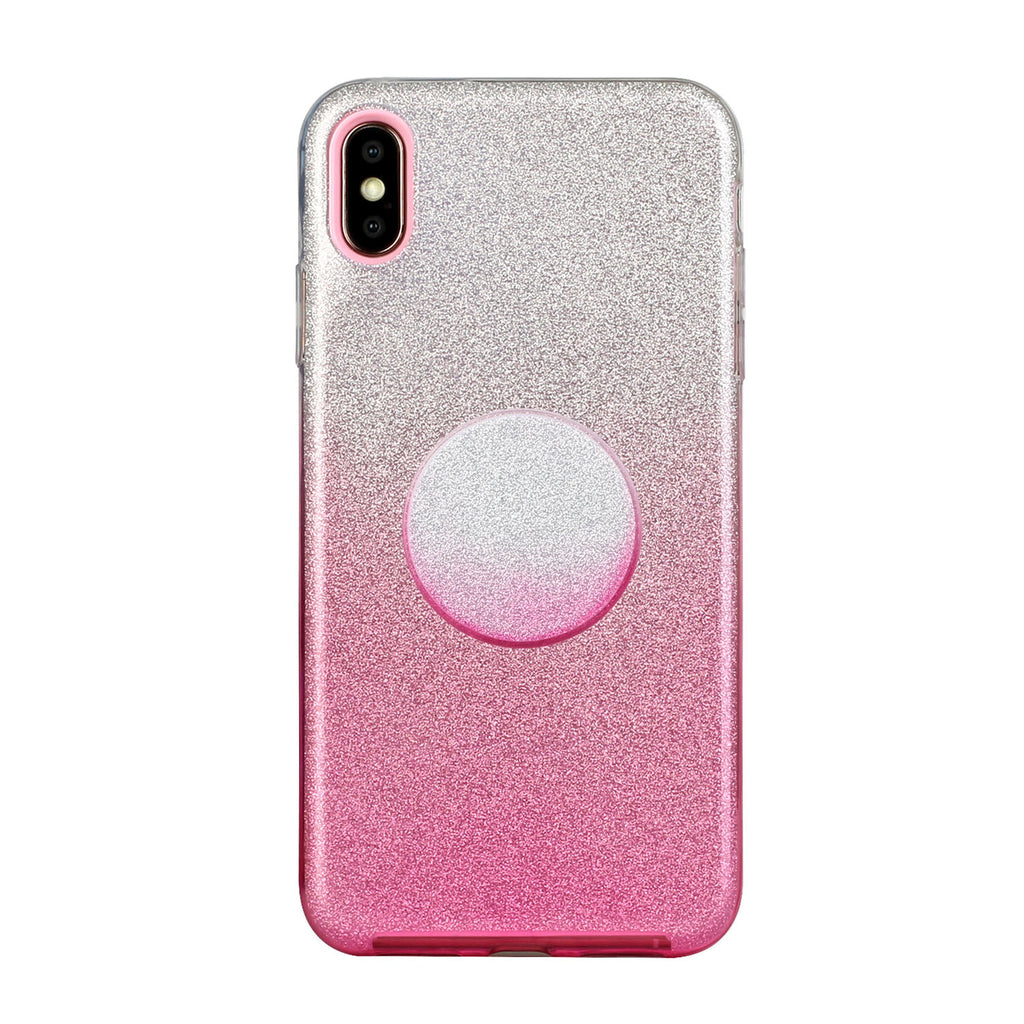 For iphone X/XS/XR/XS MAX/11/11 pro MAX Phone Case Gradient Color Glitter Powder Phone Cover with Airbag Bracket Pink