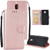 For Samsung J7 PLUS/J7+ Full Protective Clip Case Cover PU Stylish Shell with Card Slot Golden