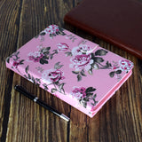 Universal 10Inches Laptop Protective Case with Front Snap Cute Cartoon Color Painted PU Cover  Pink flower