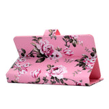 Universal 10Inches Laptop Protective Case with Front Snap Cute Cartoon Color Painted PU Cover  Pink flower