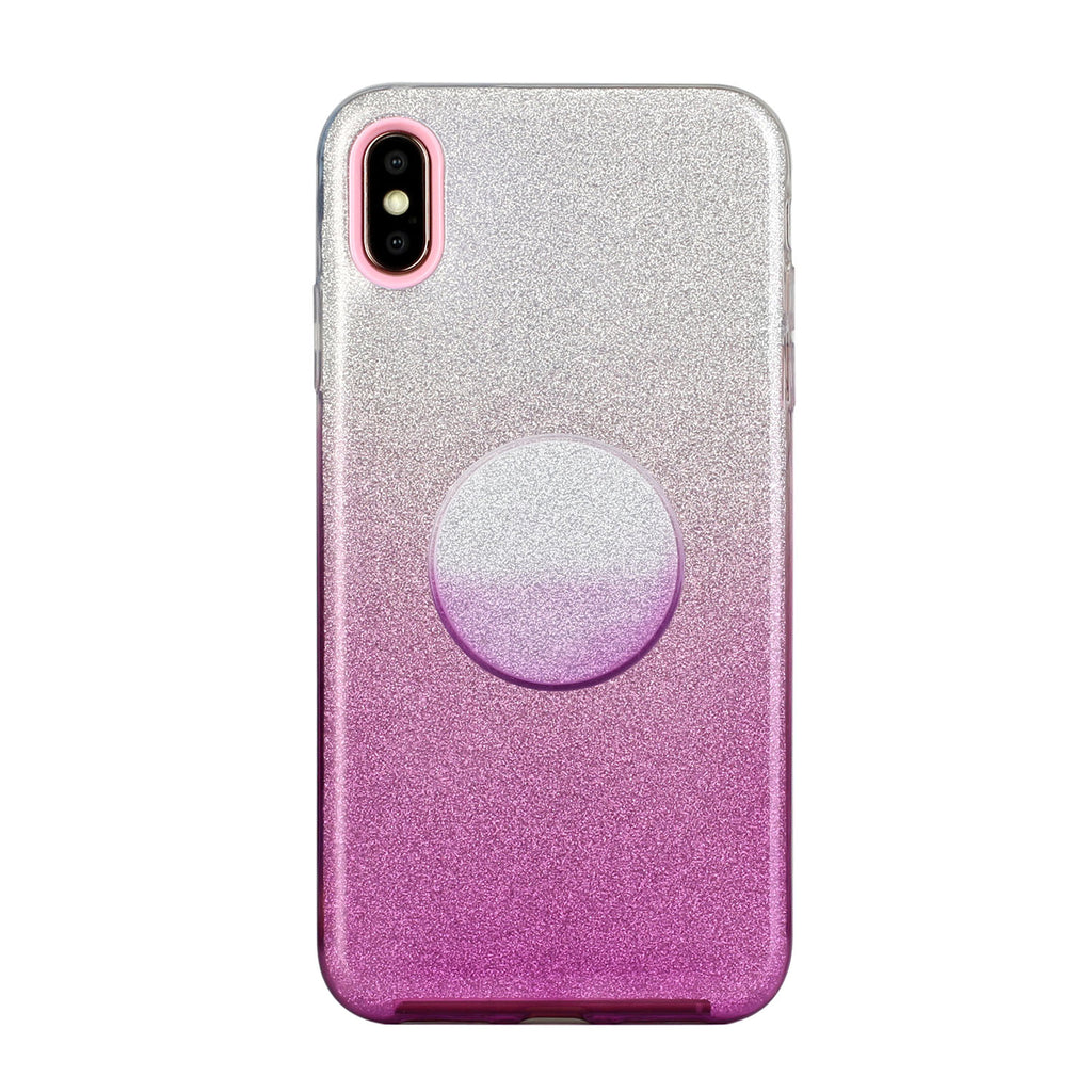 For iphone X/XS/XR/XS MAX/11/11 pro MAX Phone Case Gradient Color Glitter Powder Phone Cover with Airbag Bracket purple