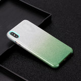 For iphone X/XS/XR/XS MAX/11/11 pro MAX Phone Case Gradient Color Glitter Powder Phone Cover with Airbag Bracket green